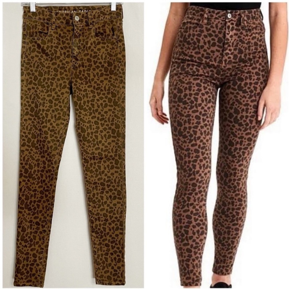 American Eagle next level stretch super hi-rise leopard jegging 4S